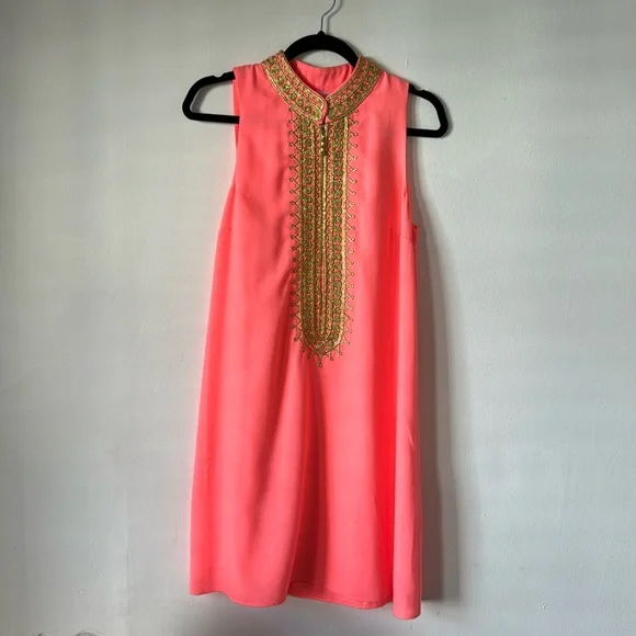 lily embroidered mini dress Pink Lily Leigh Brown Floral Embroidered Mini Dress main image 0